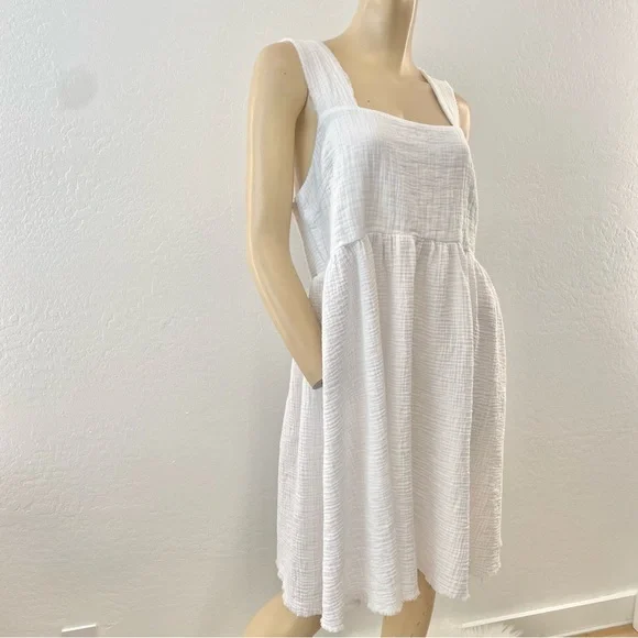 Natural Life-  White Gauze Textured Midi Sundress- L - Picture 7 of 14